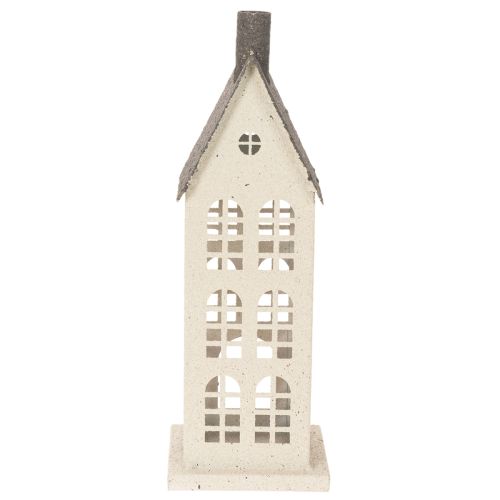 Dekorativt metallhus med fönster och öppen spis, 28 cm | Floristik24.se