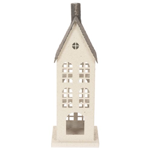 Dekorativt metallhus med fönster och öppen spis, 28 cm | Floristik24.se