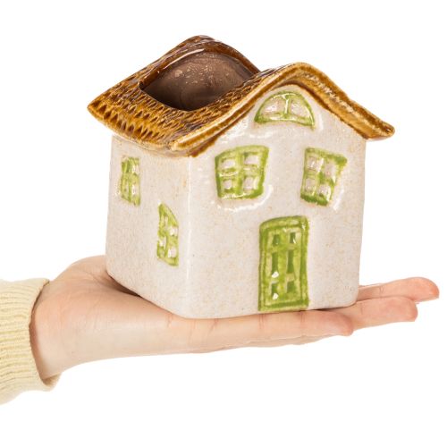 Artikel Keramisk värmeljushållare för hus, rustik stil för en mysig atmosfär, 11 cm