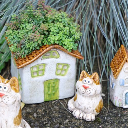 Artikel Keramisk värmeljushållare för hus, rustik stil för en mysig atmosfär, 11 cm