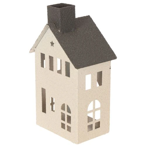 Dekorativt metallhus med skorsten och fönster, 24 cm | Floristik24.se