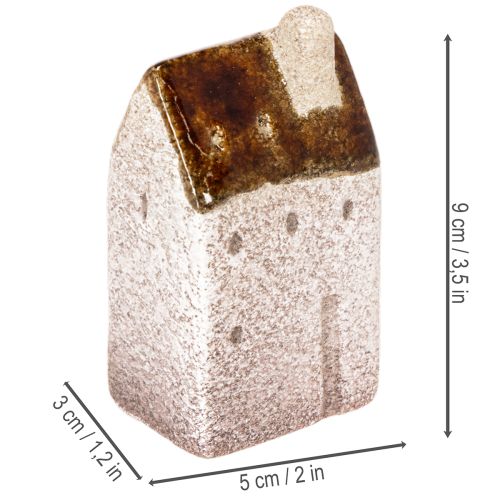 Dekorativt set med miniatyrhus i keramik, bordsdekoration, 9 cm, 3 delar | Floristik24.se