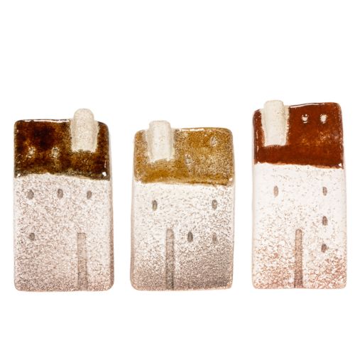 Dekorativt set med miniatyrhus i keramik, bordsdekoration, 9 cm, 3 delar | Floristik24.se