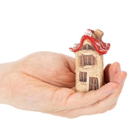 Keramiska husdekorationsset Små hus med rött tak 8 cm 2 st | Floristik24.se