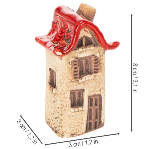 Keramiska husdekorationsset Små hus med rött tak 8 cm 2 st | Floristik24.se