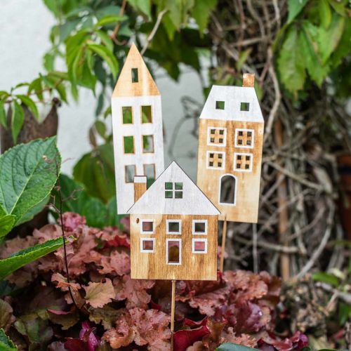 Floristik24 Husdekoration plugg trä natur, vit trä dekoration H12.5 / 17.5 / 20cm 6st