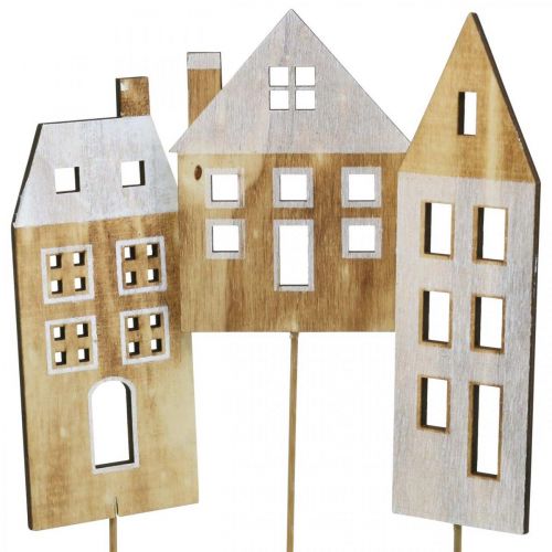 Floristik24 Husdekoration plugg trä natur, vit trä dekoration H12.5 / 17.5 / 20cm 6st
