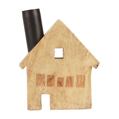 Artikel Dekorativt hus trä dekorativ ljusstake svart 10,5×3,5×13cm