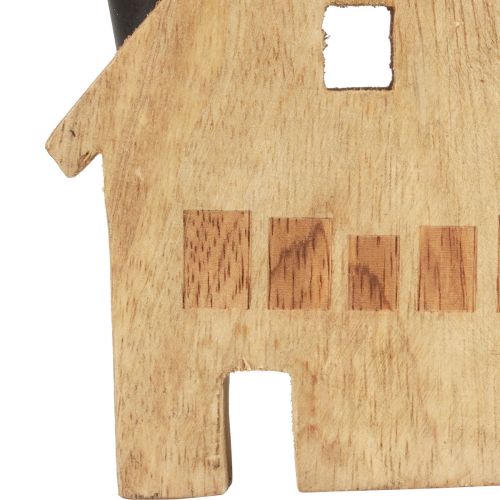 Artikel Dekorativt hus trä dekorativ ljusstake svart 10,5×3,5×13cm