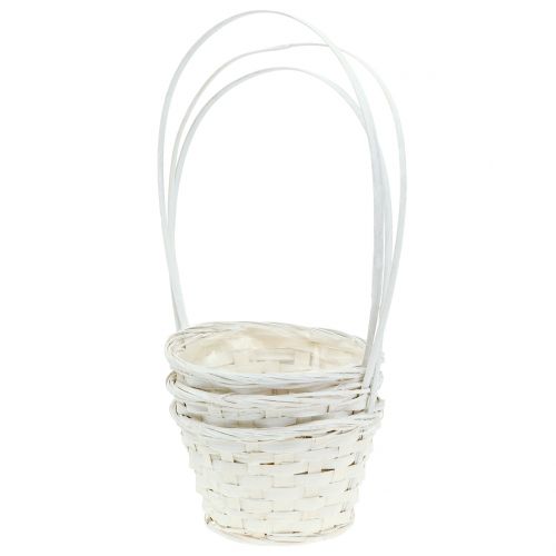 Floristik24 Strökorg med handtag vit 34cm 3st
