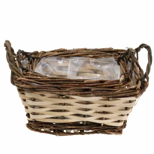 Artikel Planter, dekorativ korg, fyrkantig, naturliga färger 21 × 16/16 × 13 cm, uppsättning av 2
