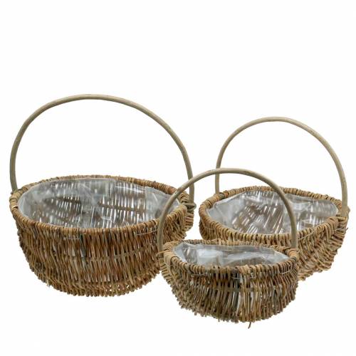 Handtagskorg rund natur Ø32/28/22cm set om 3