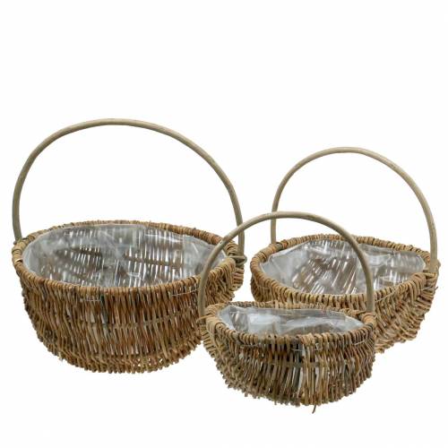 Floristik24 Handtagskorg rund natur Ø32/28/22cm set om 3