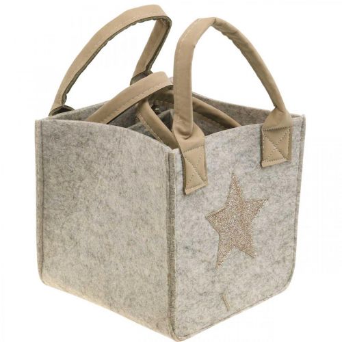 Floristik24 Dekorativ väska av filt juldekoration beige 20 / 16cm uppsättning med 2 st