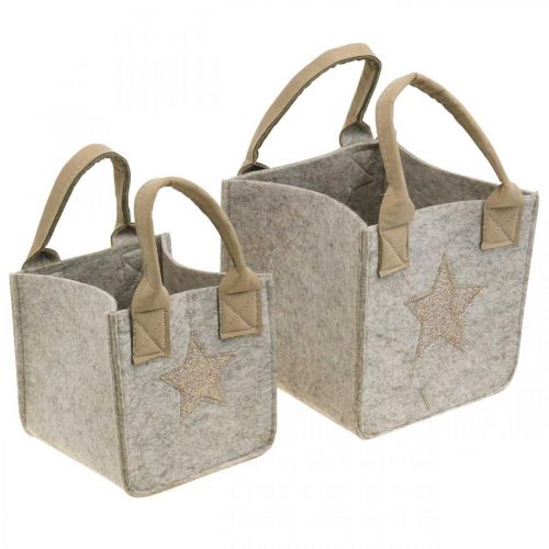 Dekorativ väska av filt juldekoration beige 20 / 16cm uppsättning med 2 st