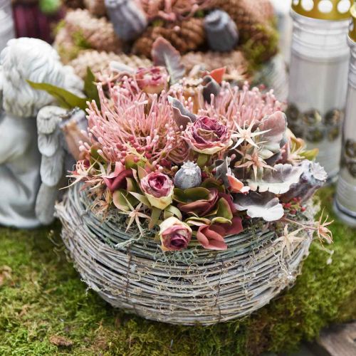 Floristik24 Höstblomma nålkudde konstgjord Protea Rosa Leucospermum 73cm 3st