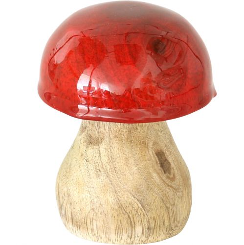 Floristik24 Höstdekoration deco-svampar gjorda av trä Röda träsvampar H5-7cm 6 stycken