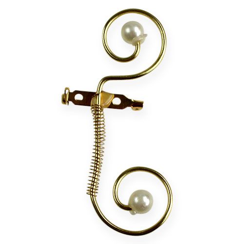 Floristik24 Bröllopsnål med pärlor, guld 8cm 24 st