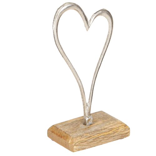 Hjärtdekoration Metall Trä Bas Natursilver H15,5cm 3 St