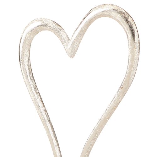 Artikel Hjärtdekoration Metall Trä Bas Natursilver H15,5cm 3 St