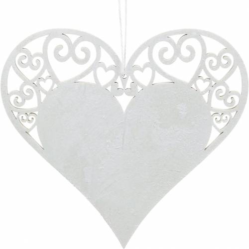 Floristik24 Hjärta dekoration att hänga, bröllop dekoration, hjärta hänge av trä, hjärt dekoration, alla hjärtans dag 12st