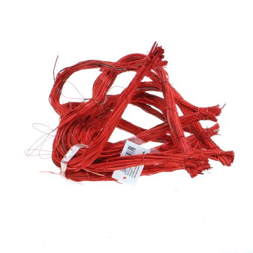 Floristik24 Hjärta av raffia att hänga rött 15cm 8st