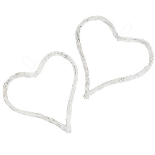 Raffia hjärta att hänga vitt 15cm 8st | Floristik24.se