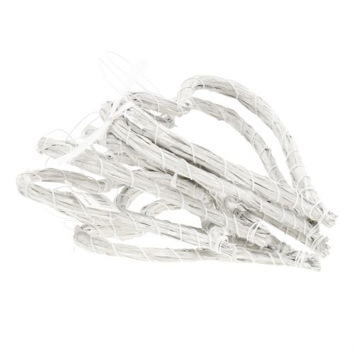 Raffia hjärta att hänga vitt 15cm 8st | Floristik24.se