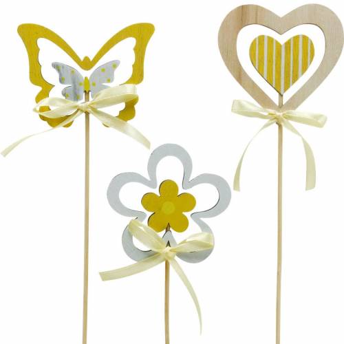 Floristik24 Dekorativ plugg fjärilsblomma och hjärta, vårdekoration, blomplugg, Alla hjärtans dag 9st