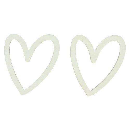 Heart deco strössel hjärtan trä bordsdekoration kräm 4,5cm 48st