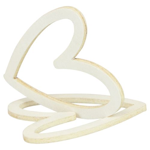 Heart deco strössel hjärtan trä bordsdekoration kräm 4,5cm 48st