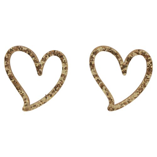 Artikel Hjärtdekoration spridd dekoration hjärtan trä bordsdekoration guld 5cm 48 st