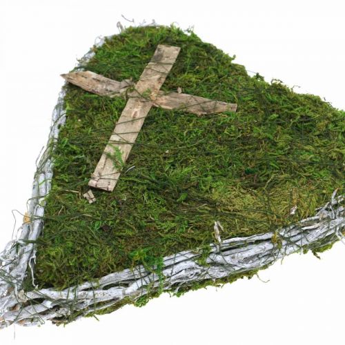 Floristik24 Gravdekoration hjärtrankor mossa för gravarrangemang 30×20cm