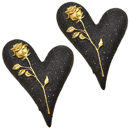 Hjärta med rosésvart guld gravsmycken 14×10×3cm 2st
