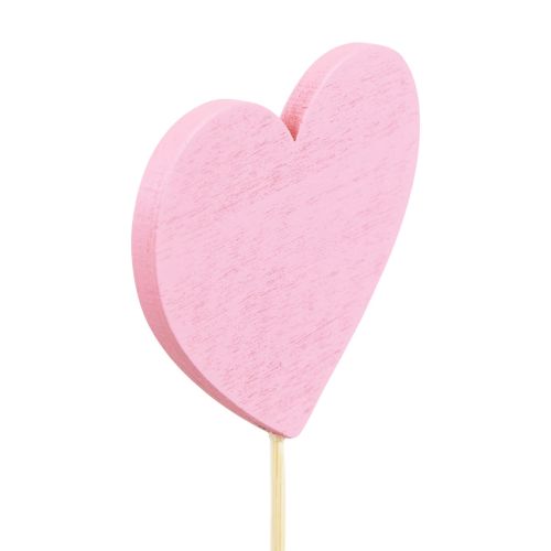 Floristik24 Blomplugg trähjärta dekorativ plugg rosa 6,5×6cm 10st