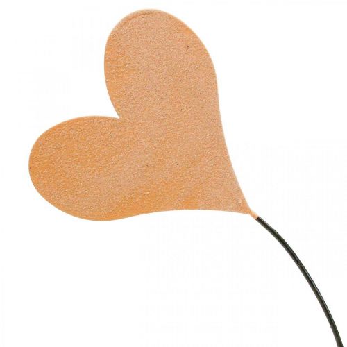 Bordsdekoration hjärtan bröllop, hjärtdekoration metall orange/gul H40cm 3st