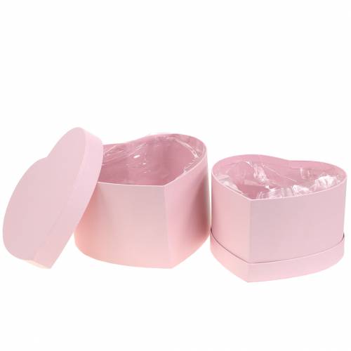 Floristik24 Blomlåda hjärta rosa Ø18/20cm set om 2