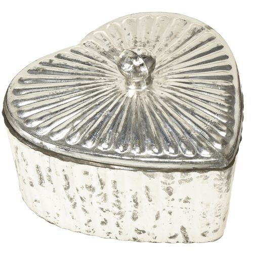 Artikel Hjärtformad burk med lock, glasburk med hjärta, champagne, 15,5 x 15 x 10 cm
