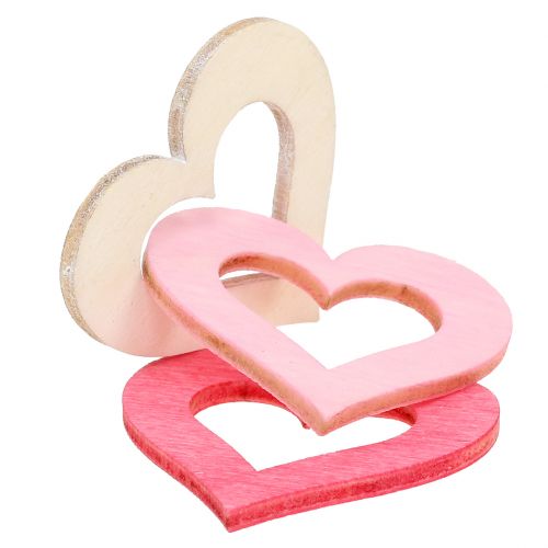 Artikel Hjärtan för spridning rosa, rosa, natur 4cm 72 st