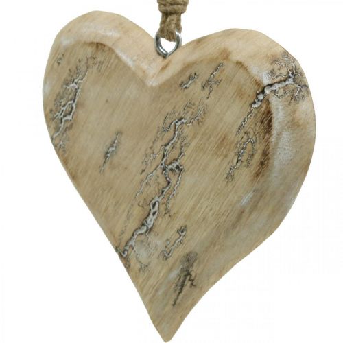 Floristik24 Bröllopsdekoration, hjärthänge, alla hjärtans dag, trädekoration med mönsternatur, tvättad vit 14×15,5cm 3st