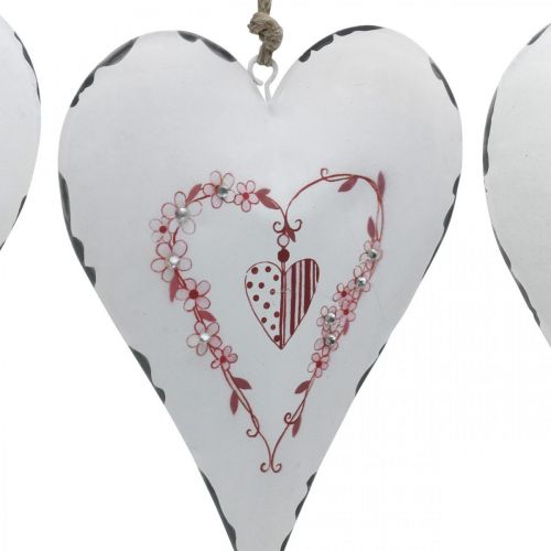 Artikel Dekorativa hjärtan för upphängning av metall vit metallhjärta 12×16cm 3st