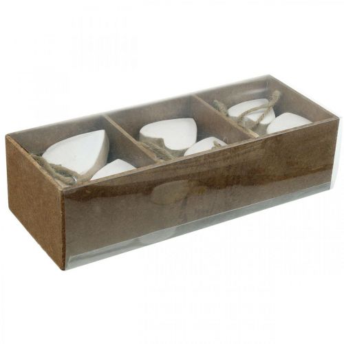 Floristik24 Trähjärtan, dekoration för upphängning, Alla hjärtans dag natur, vit H5,5cm 18 st