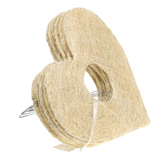 Floristik24 Hjärtmanschett sisal blekt 25 cm 6st