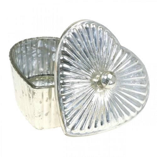 Artikel Hjärtburk med lock glasburk hjärta champagne 15,5×15×10cm