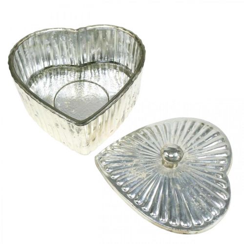 Artikel Hjärtburk med lock glasburk hjärta champagne 15,5×15×10cm