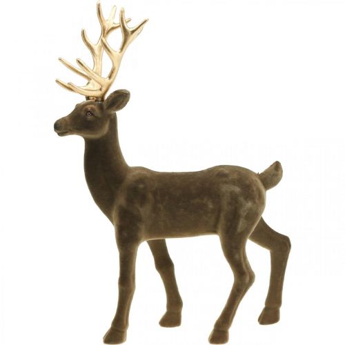 Floristik24 Dekorativ hjort dekorativ figur dekorativ renflockad brun H46cm