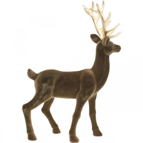 Artikel Dekorativ hjort dekorativ figur dekorativ renflockad brun H46cm
