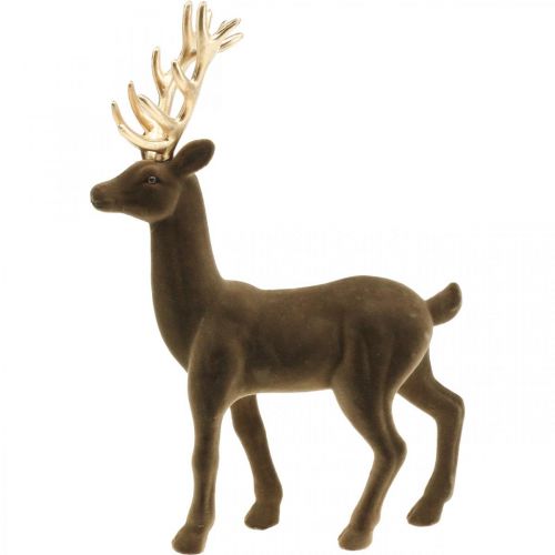 Floristik24 Deco hjort dekoration figur deco renflockade brun H37cm