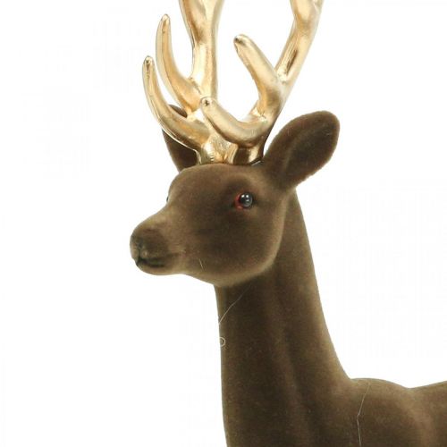 Floristik24 Deco hjort dekoration figur deco renflockade brun H37cm