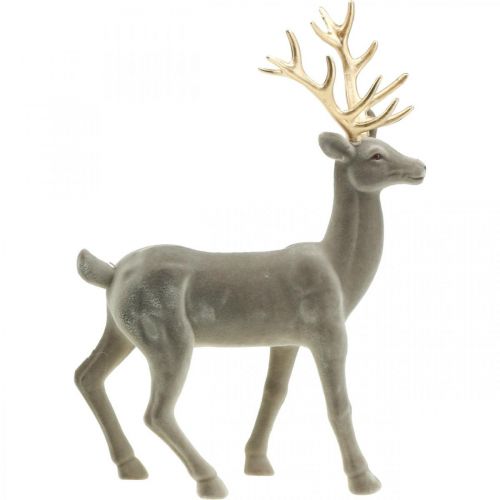 Artikel Dekorativ hjort dekorativ figur dekorativ renflockade grå H46cm